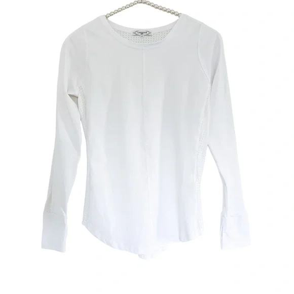 L’ETOILE SPORT Performance The Perforated Long Sleeve Tee in White  Size XS - Picture 4 of 10